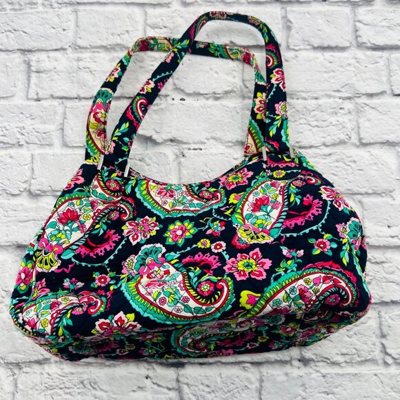 Vera Bradley Emily Paisley Quilted Satchel Shoulder Bag Floral Print Colorful - Picture 3 of 12